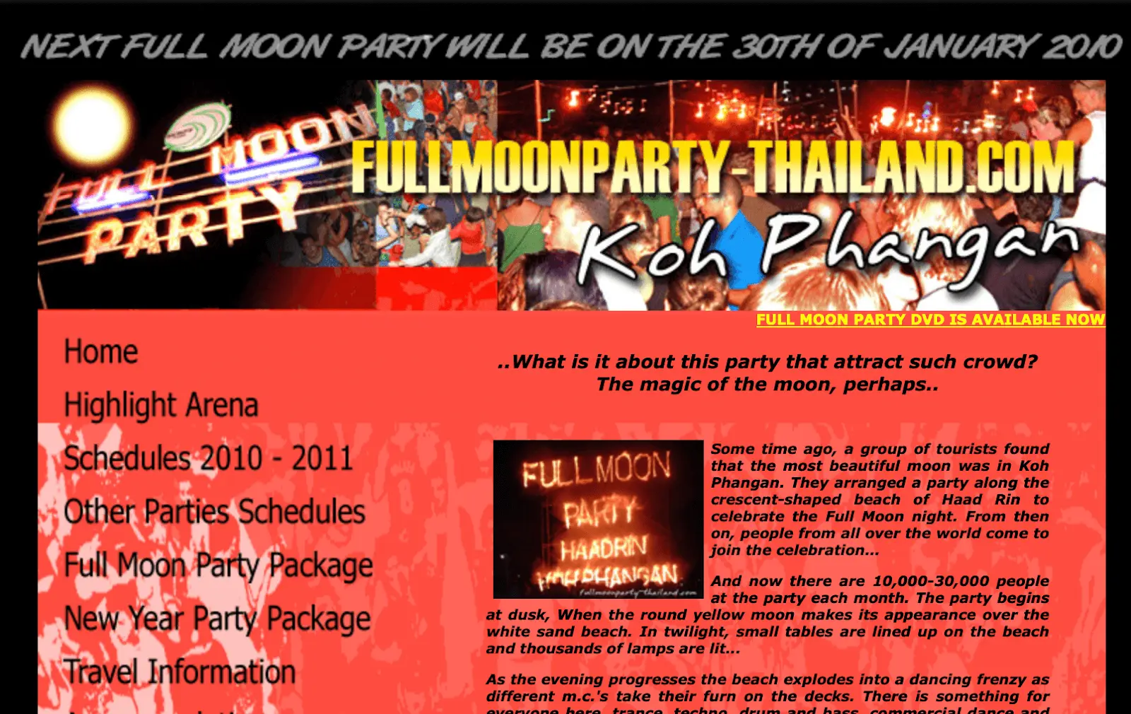 Screenshot of fullmoonparty-thailand.com in 2010