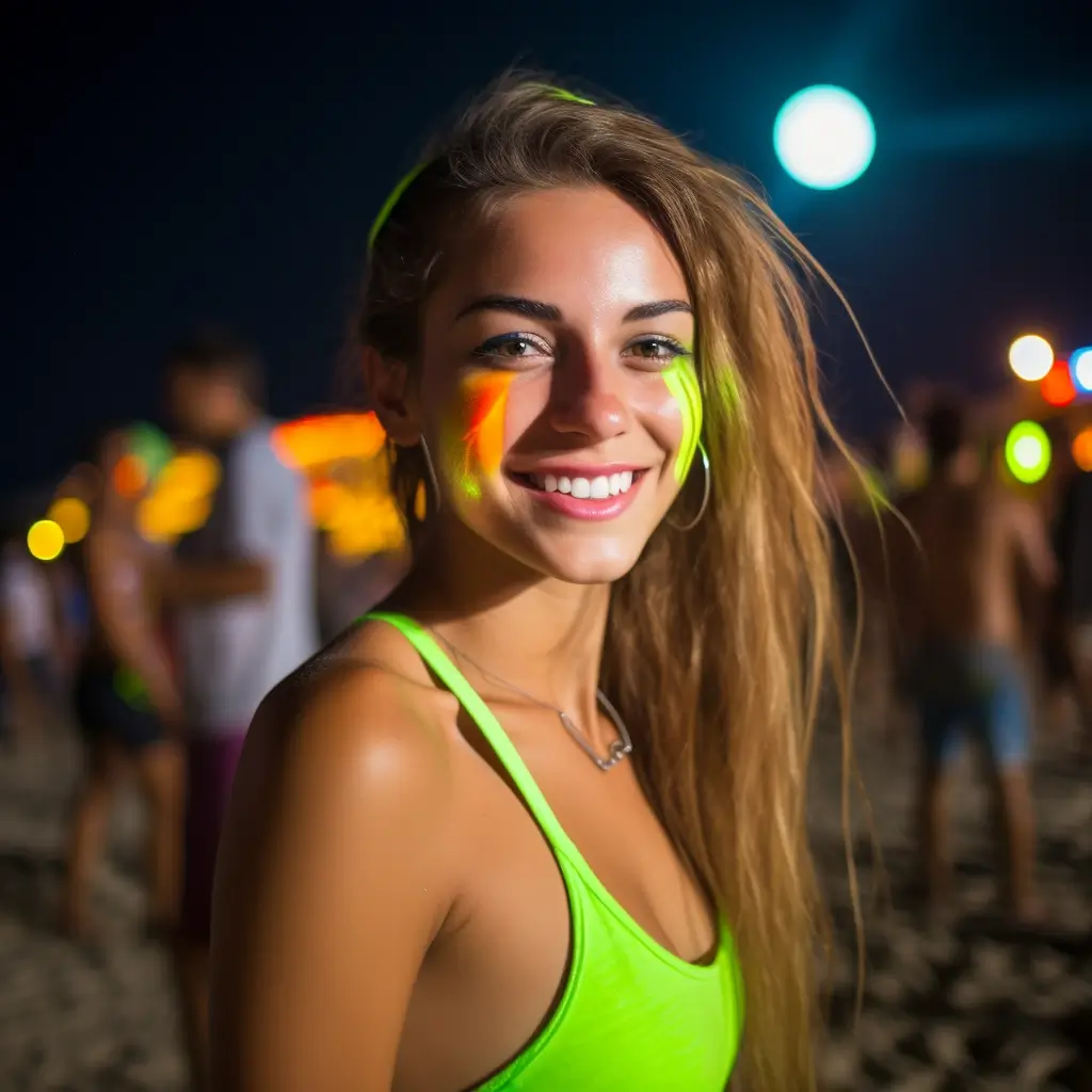 Girl with Face Paint on Beach