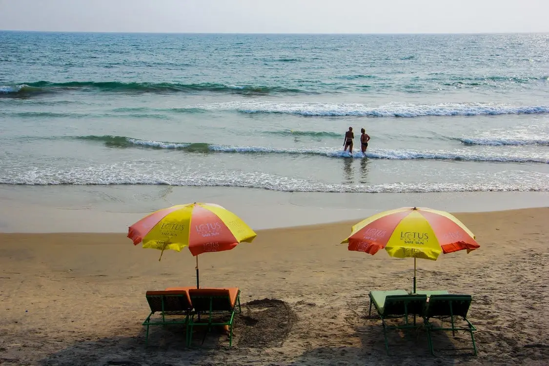 Two sun umbrellas at Malibu Beach