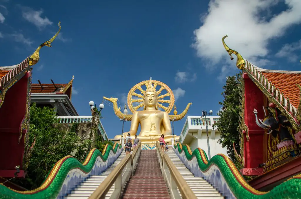 Looking up the stairs to the Big Buddha Temple Koh Samui