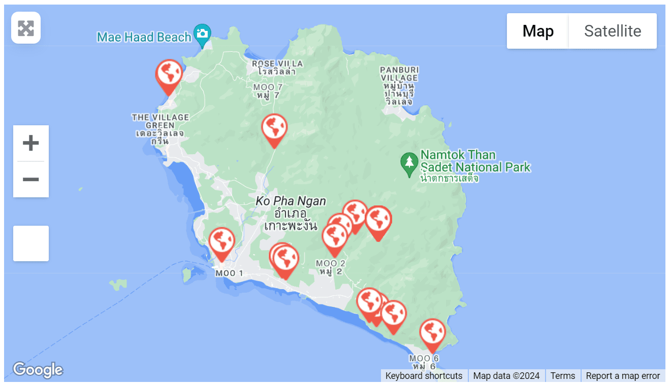 Koh Phangan Party Map